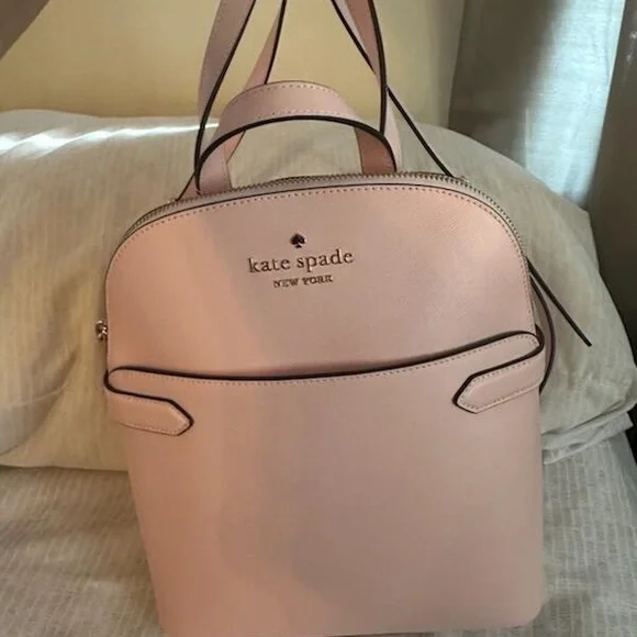 Kate Spade Staci Dome Zip Leather Backpack Pink Saffiano - Picture 2 of 6